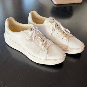 Cole Haan White Leather Low-Top Lace Sneakers